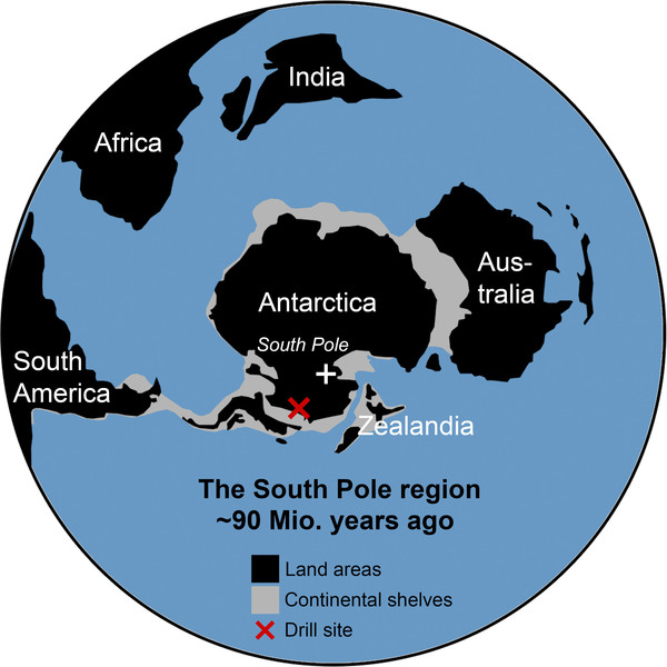 9천년 전 지구 대륙은 사뭇 달랐다. 빨간 X선이 샘플 시추지점. (알프레드 베게너 연구소)