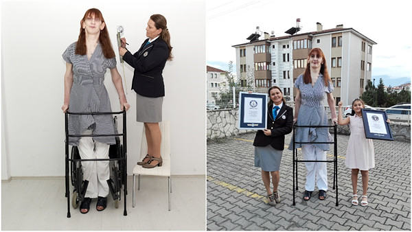 전 세계에서 가장 키 큰 여성으로 기네스북에 등재된 루메이사 겔기. [사진=기네스북 홈페이지]