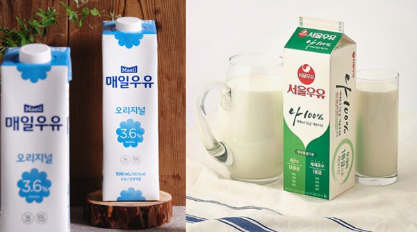 매일우유와 서울유유 제품. (사진=이마트 홈페이지 갈무리)