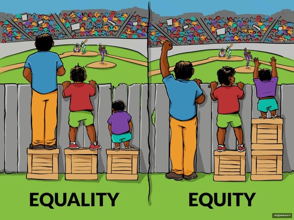 '평등'(왼쪽)과 '공정'의 차이.